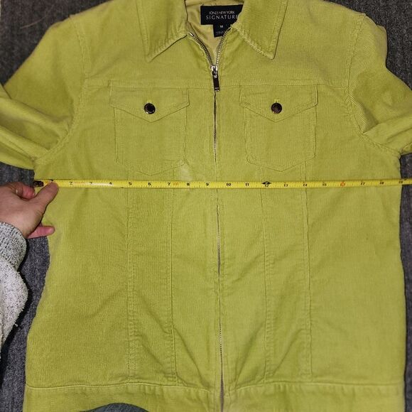 Jones New York Signature Womens Bright Green Full Zip Corduroy Jacket Sz M Trend - Picture 9 of 11